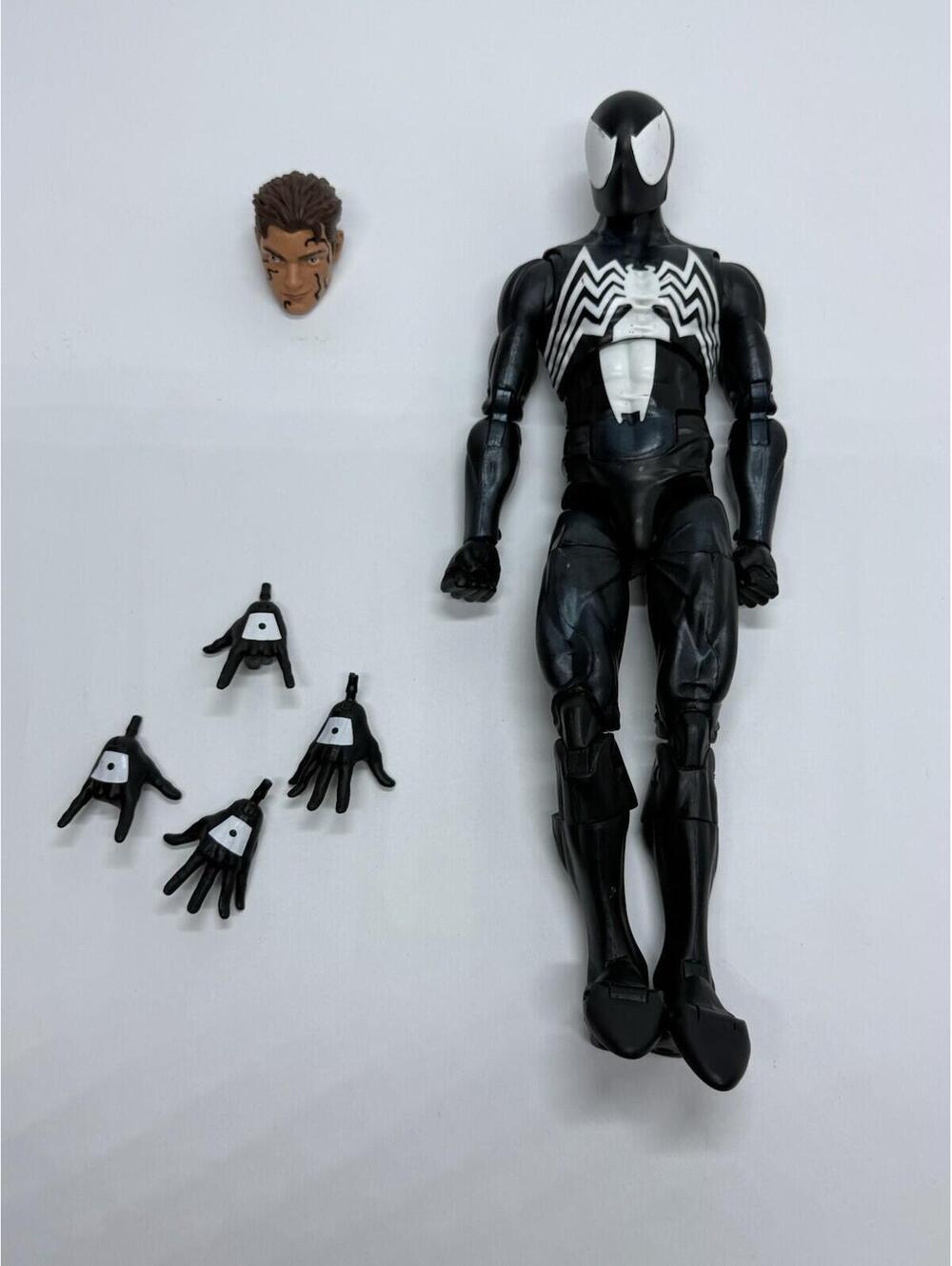Marvel Legends 12” Black Suit Spider-Man Figure Hasbro B7450 w/ Heads